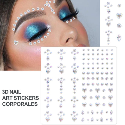 Face Pearls Stick On, Self Adhesive Pearl Stickers, Hair Rhinestones, Eyes Makeup Stickers