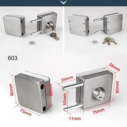 Stainless Steel Glass Door Lock DoubleSided For Sliding Or Hinged Glass 7