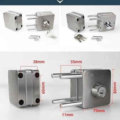 Stainless Steel Glass Door Lock DoubleSided For Sliding Or Hinged Glass 8