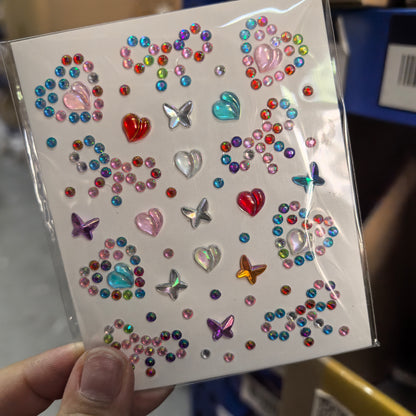 1pcs Laser Sparkle Diamond / Pearls Face Gems Stickers, Heart Moon Rhinestones for Eyes Face Temporary Tattoos