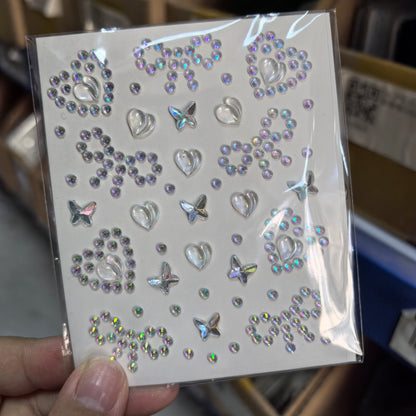 1pcs Laser Sparkle Diamond / Pearls Face Gems Stickers, Heart Moon Rhinestones for Eyes Face Temporary Tattoos