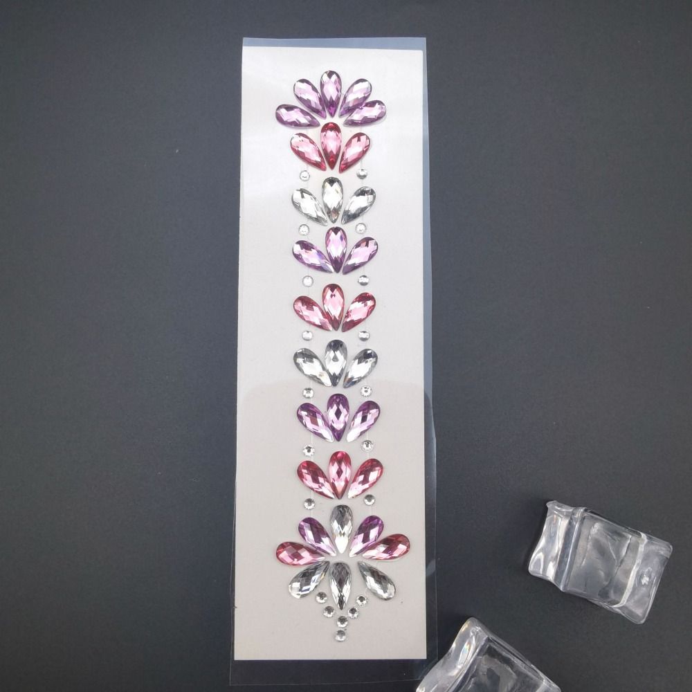 Fashion EDM Music Festival Tattoo Stickers, 3D Adhesive Crystal Forehead Sticker, Crystal Hair Jewels, Body Face Colored