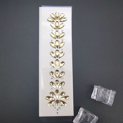 Fashion EDM Music Festival Tattoo Stickers, 3D Adhesive Crystal Forehead Sticker, Crystal Hair Jewels, Body Face Colored
