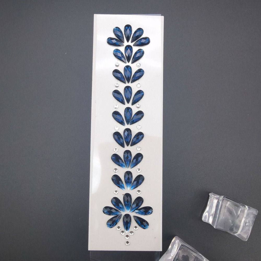 Fashion EDM Music Festival Tattoo Stickers, 3D Adhesive Crystal Forehead Sticker, Crystal Hair Jewels, Body Face Colored