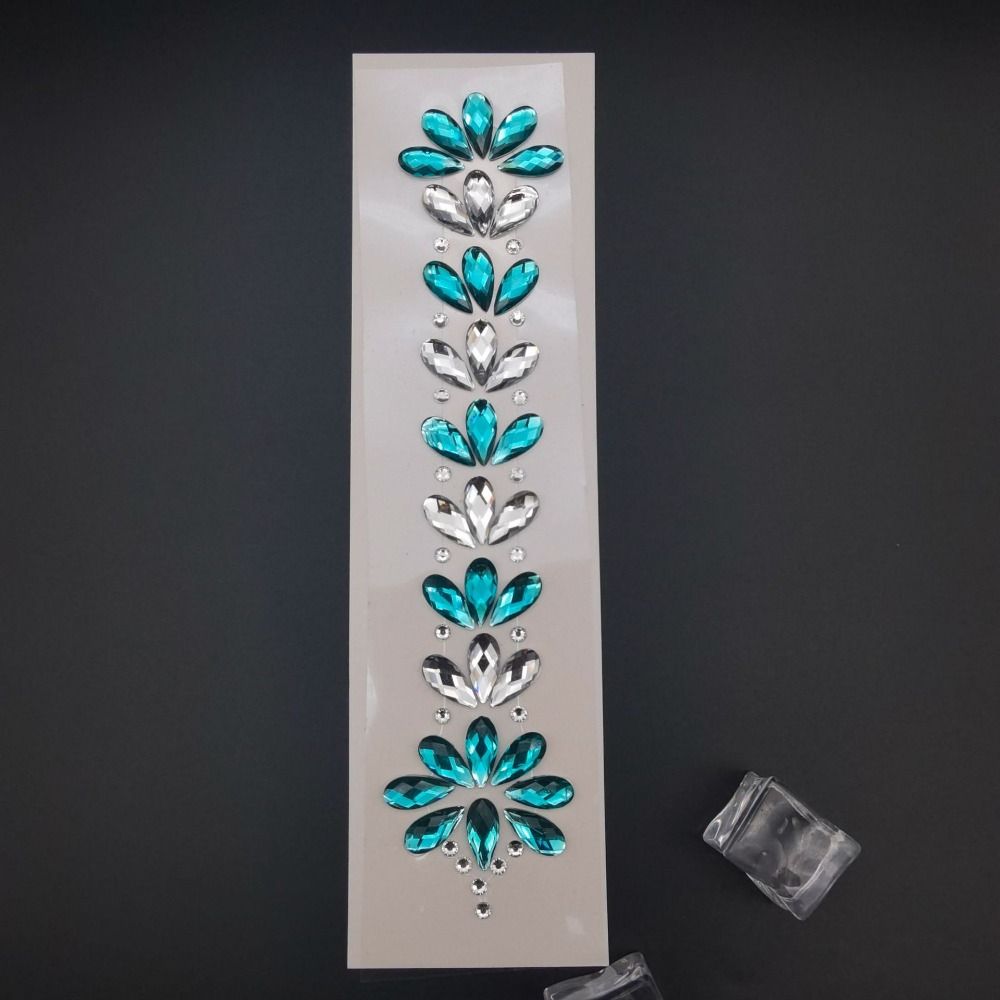 Fashion EDM Music Festival Tattoo Stickers, 3D Adhesive Crystal Forehead Sticker, Crystal Hair Jewels, Body Face Colored