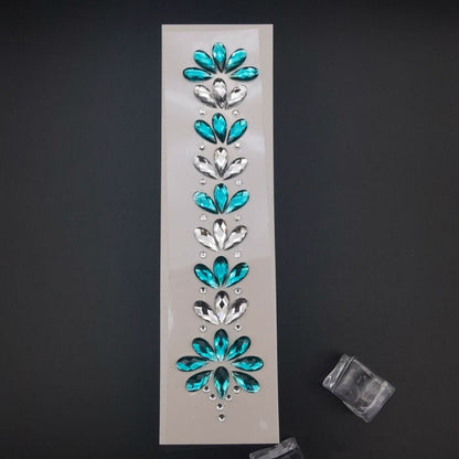 Fashion EDM Music Festival Tattoo Stickers, 3D Adhesive Crystal Forehead Sticker, Crystal Hair Jewels, Body Face Colored