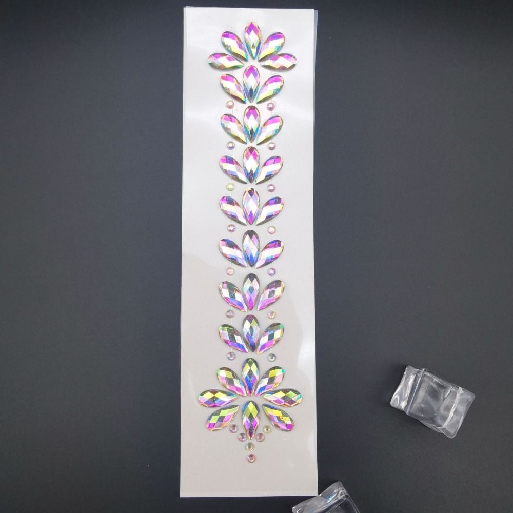 Fashion EDM Music Festival Tattoo Stickers, 3D Adhesive Crystal Forehead Sticker, Crystal Hair Jewels, Body Face Colored