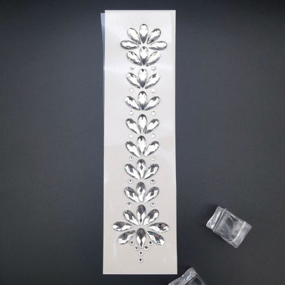 Fashion EDM Music Festival Tattoo Stickers, 3D Adhesive Crystal Forehead Sticker, Crystal Hair Jewels, Body Face Colored