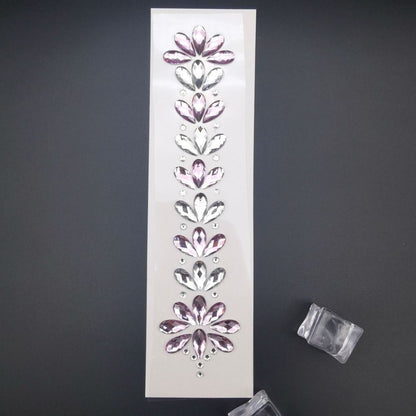 Fashion EDM Music Festival Tattoo Stickers, 3D Adhesive Crystal Forehead Sticker, Crystal Hair Jewels, Body Face Colored