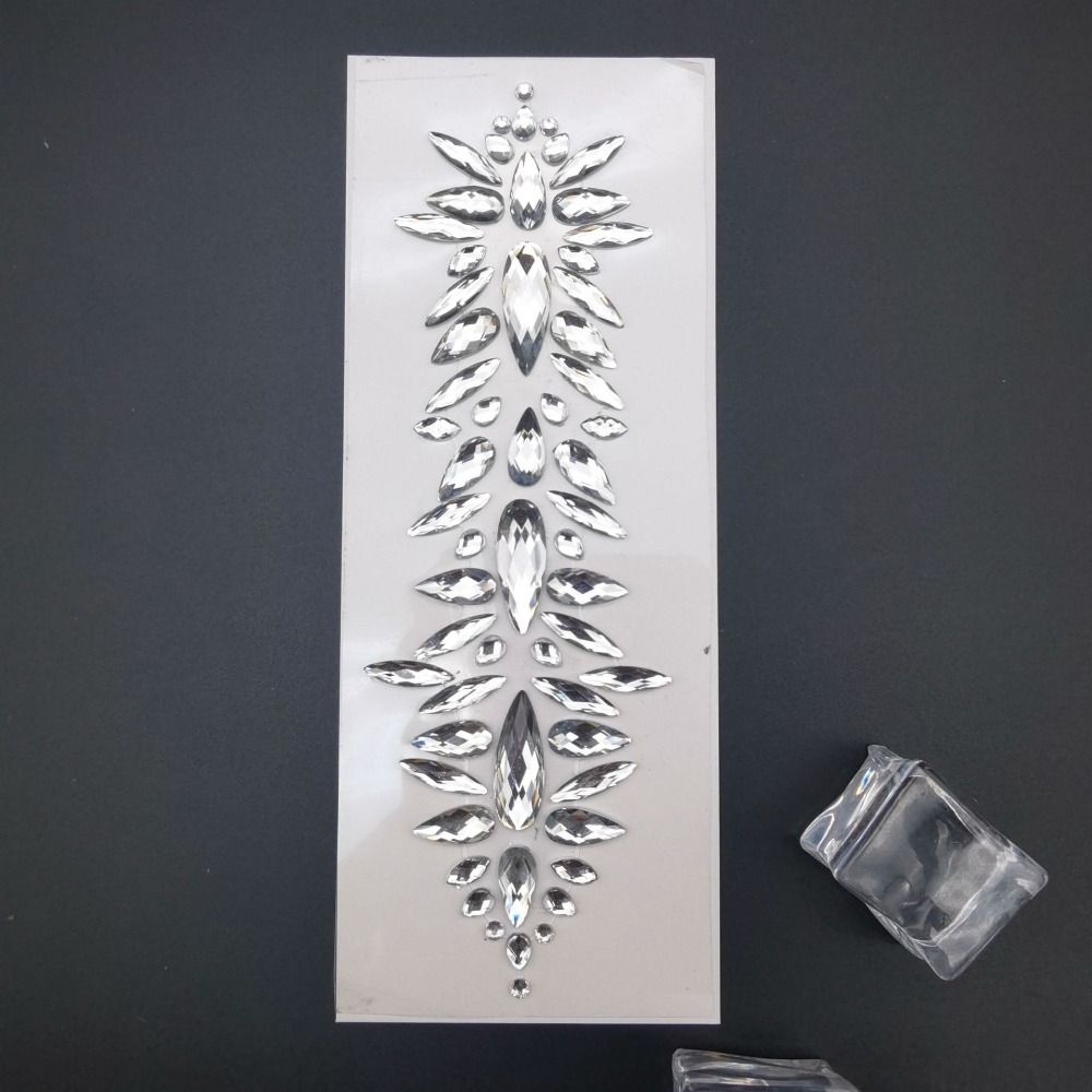 Fashion EDM Music Festival Tattoo Stickers, 3D Adhesive Crystal Forehead Sticker, Crystal Hair Jewels, Body Face Colored