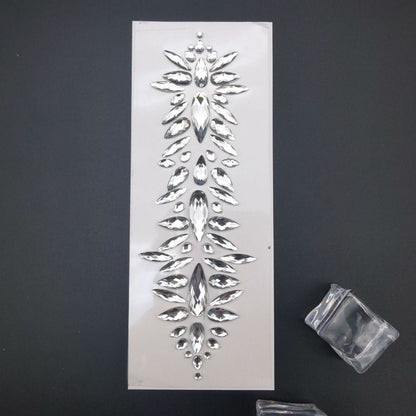 Fashion EDM Music Festival Tattoo Stickers, 3D Adhesive Crystal Forehead Sticker, Crystal Hair Jewels, Body Face Colored