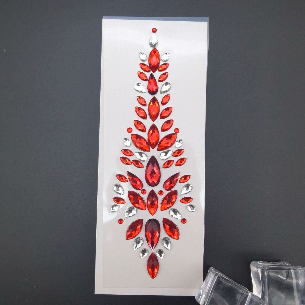 Fashion EDM Music Festival Tattoo Stickers, 3D Adhesive Crystal Forehead Sticker, Crystal Hair Jewels, Body Face Colored