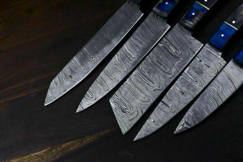 Handmade Damascus Kitchen Chef Knife  Twisted Pattern Forged Steel With Hardwood Handle  Leather Sh 1