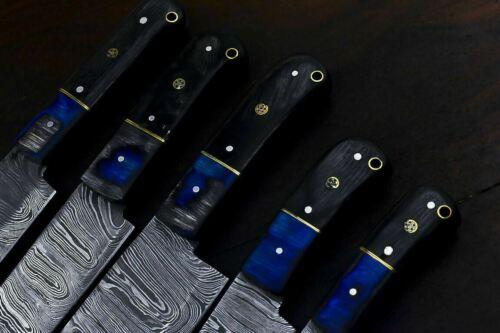 Handmade Damascus Kitchen Chef Knife  Twisted Pattern Forged Steel With Hardwood Handle  Leather Sh 2