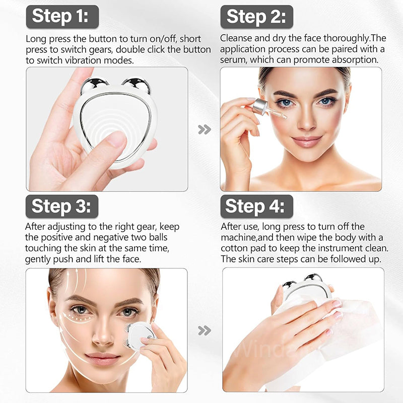 EMS Face Lifting Machine, Microcurrent Roller Skin Tightening, Rejuvenation Beauty Charging Facial Anti Wrinkle