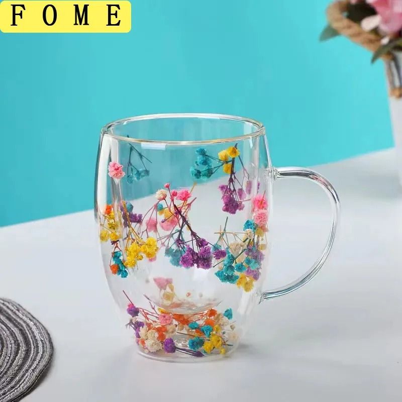 Festive Clear Glass Mug with Handle