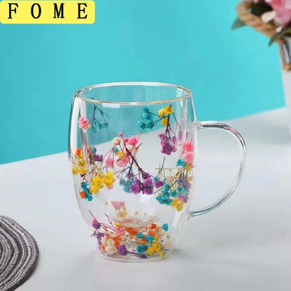 Festive Clear Glass Mug with Handle