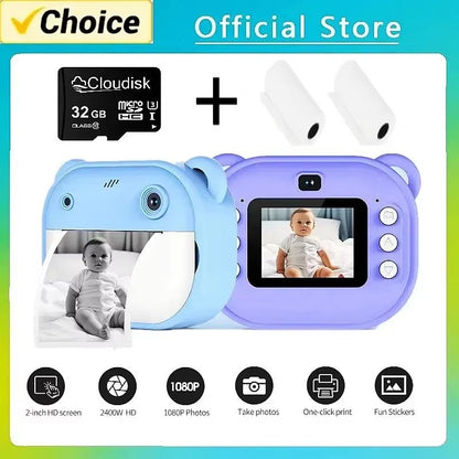 Kids Instant Print Camera – Digital Thermal Printing Camera with 32GB Card