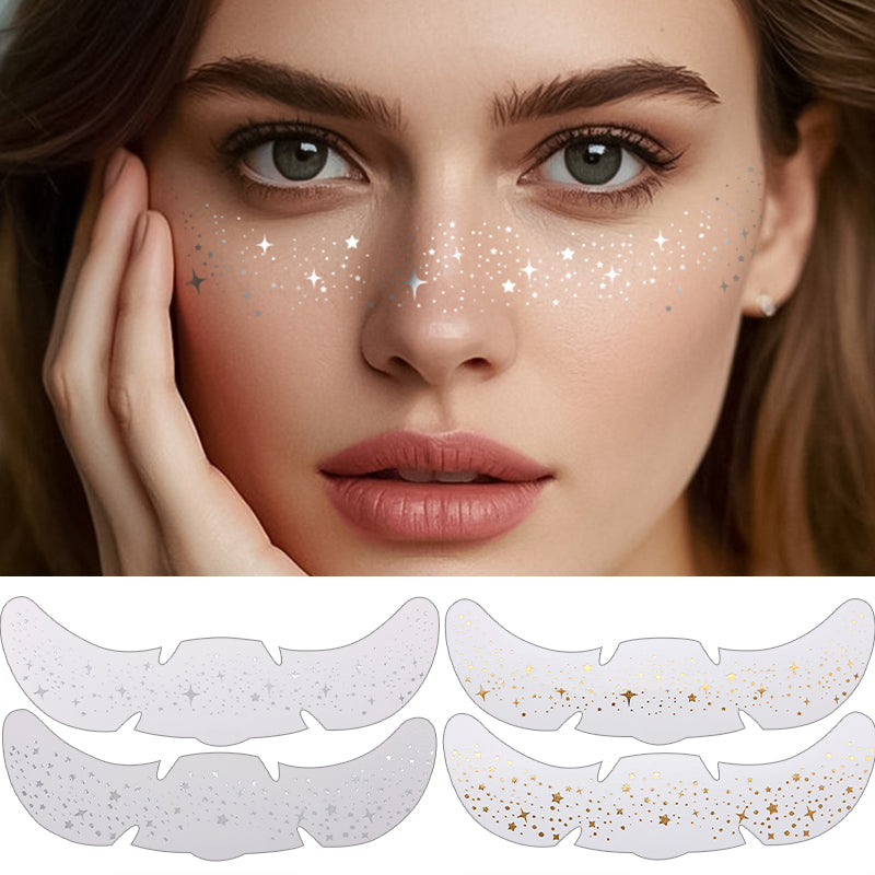 Glitter Stamping Metallic Golden Silver Freckles Patches Fake Freckles Temporary Tattoo Stickers Fo 1