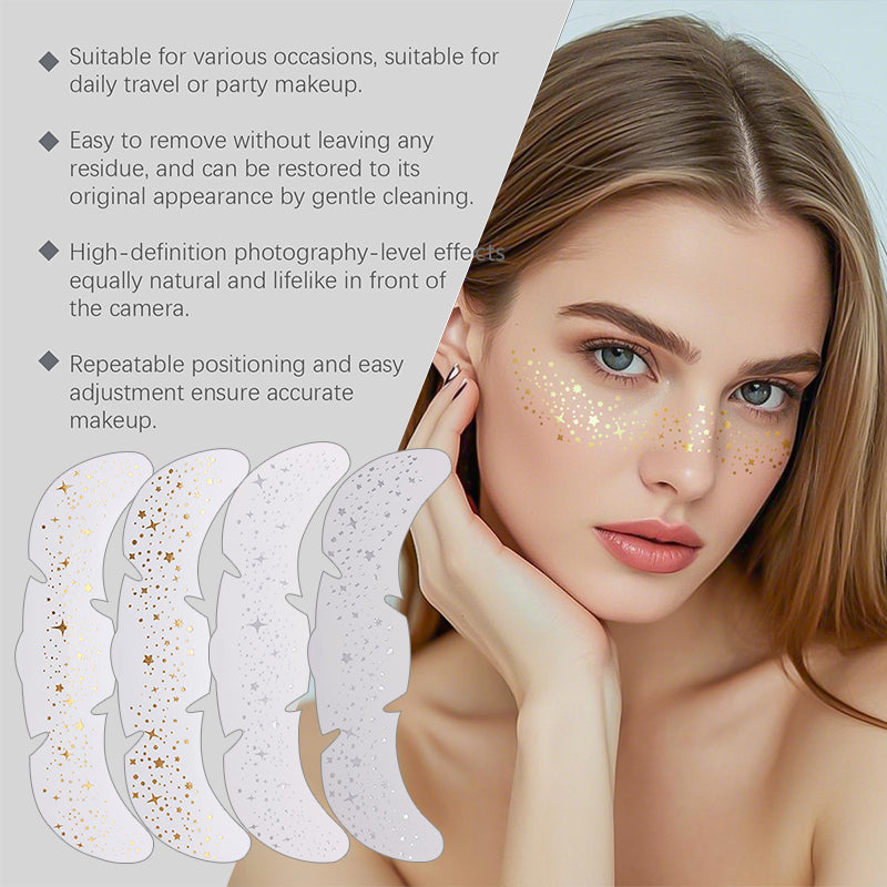Glitter Stamping Metallic Golden Silver Freckles Patches Fake Freckles Temporary Tattoo Stickers Fo 2