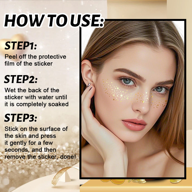 Glitter Stamping Metallic Golden Silver Freckles Patches Fake Freckles Temporary Tattoo Stickers Fo 4