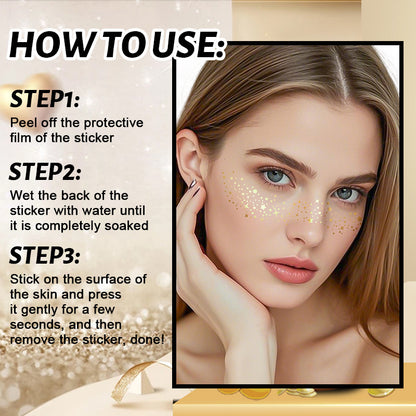 Glitter Stamping Metallic Golden Silver Freckles Patches Fake Freckles Temporary Tattoo Stickers Fo 4