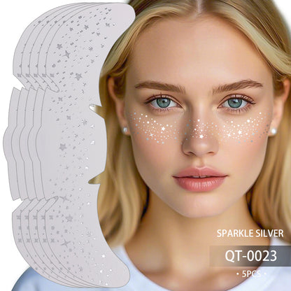 Glitter Stamping Metallic Golden Silver Freckles Patches Fake Freckles Temporary Tattoo Stickers Fo 7