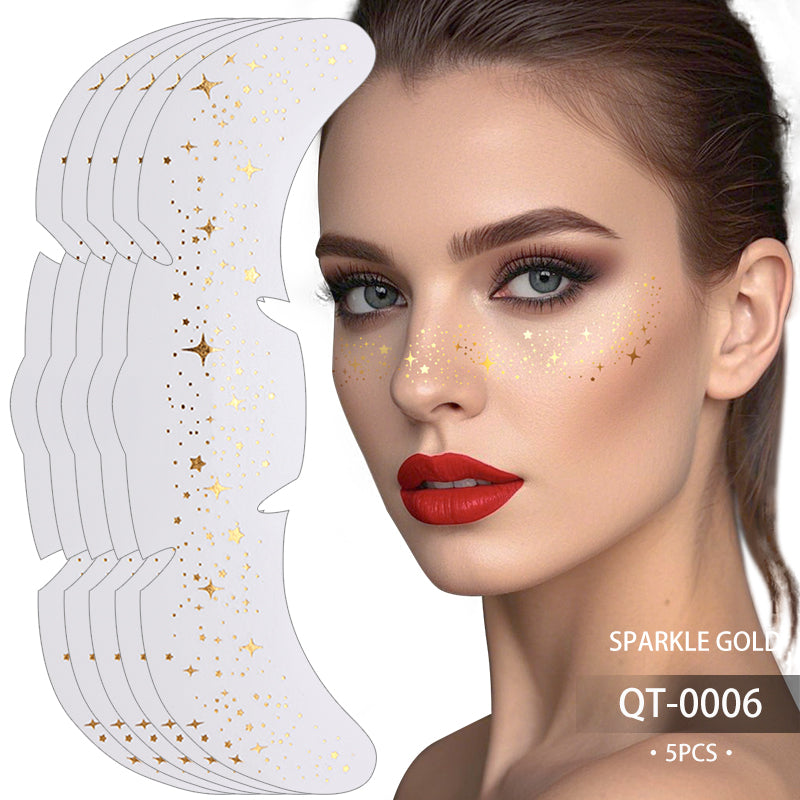 Glitter Stamping Metallic Golden Silver Freckles Patches Fake Freckles Temporary Tattoo Stickers Fo 8