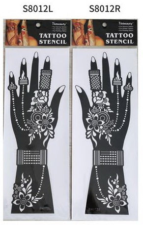 2Pcs Mehndi Hand Henna Tattoo Stencils, Reusable Painting Template, Art Sleeve, Temporary Tattoo, Wedding Bride Beauty