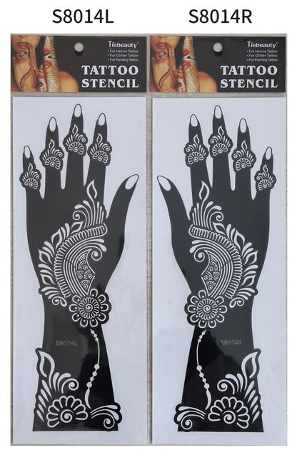 2Pcs Mehndi Hand Henna Tattoo Stencils, Reusable Painting Template, Art Sleeve, Temporary Tattoo, Wedding Bride Beauty