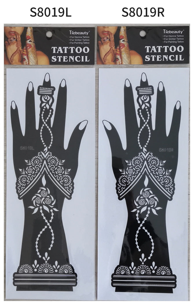 2Pcs Mehndi Hand Henna Tattoo Stencils, Reusable Painting Template, Art Sleeve, Temporary Tattoo, Wedding Bride Beauty