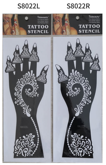 2Pcs Mehndi Hand Henna Tattoo Stencils, Reusable Painting Template, Art Sleeve, Temporary Tattoo, Wedding Bride Beauty