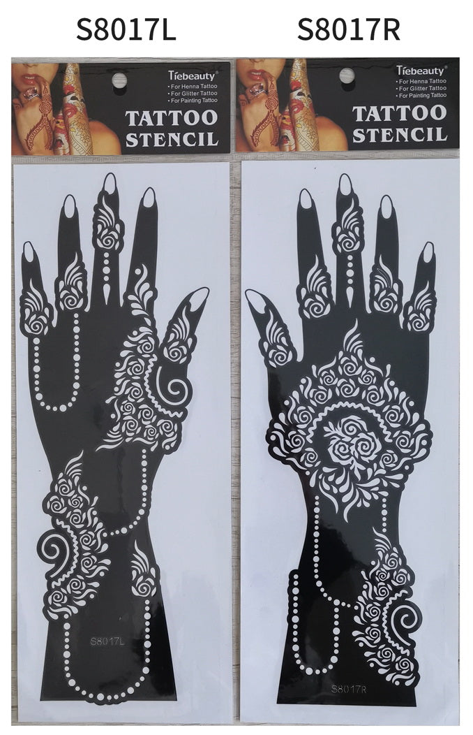 2Pcs Mehndi Hand Henna Tattoo Stencils, Reusable Painting Template, Art Sleeve, Temporary Tattoo, Wedding Bride Beauty