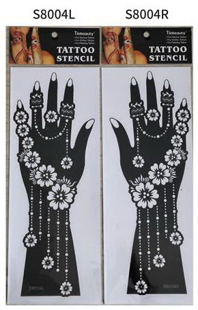 2Pcs Mehndi Hand Henna Tattoo Stencils, Reusable Painting Template, Art Sleeve, Temporary Tattoo, Wedding Bride Beauty