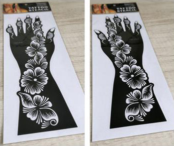 2Pcs Mehndi Hand Henna Tattoo Stencils, Reusable Painting Template, Art Sleeve, Temporary Tattoo, Wedding Bride Beauty