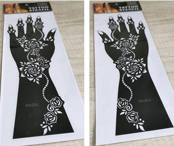 2Pcs Mehndi Hand Henna Tattoo Stencils, Reusable Painting Template, Art Sleeve, Temporary Tattoo, Wedding Bride Beauty