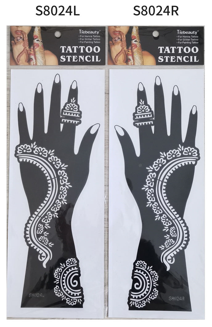 2Pcs Mehndi Hand Henna Tattoo Stencils, Reusable Painting Template, Art Sleeve, Temporary Tattoo, Wedding Bride Beauty