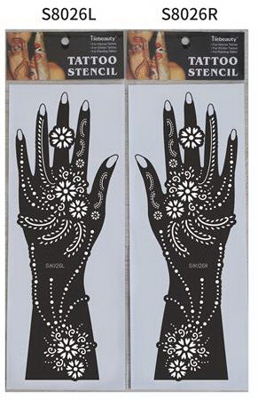 2Pcs Mehndi Hand Henna Tattoo Stencils, Reusable Painting Template, Art Sleeve, Temporary Tattoo, Wedding Bride Beauty