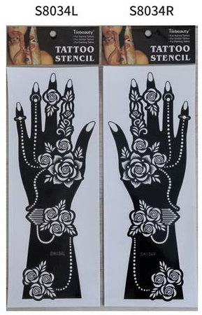 2Pcs Mehndi Hand Henna Tattoo Stencils, Reusable Painting Template, Art Sleeve, Temporary Tattoo, Wedding Bride Beauty