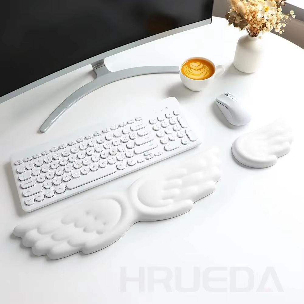 Angel Wing Memory Foam Wrist Rest Set – Ergonomic Keyboard and Mouse Pad Support
