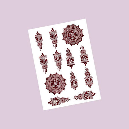 Brown Henna Tattoo Stickers Flower Hand And Foot Temporary Tattoos Fake Tattoo For Women Wedding An 6