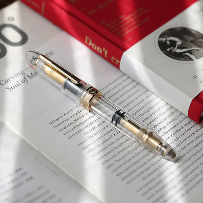 MAJOHN P140 Transparent Demonstration Pen, No. 8 Piston Ink Absorption, 40 Pen Tip, Hard Rubber Tongue