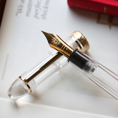 MAJOHN P140 Transparent Demonstration Pen, No. 8 Piston Ink Absorption, 40 Pen Tip, Hard Rubber Tongue