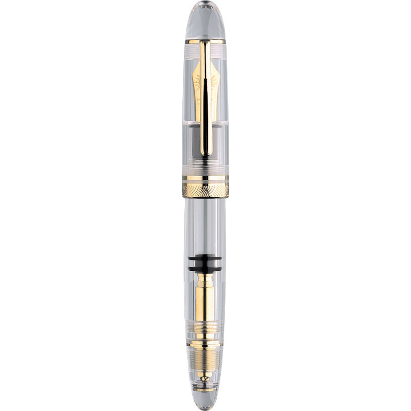 MAJOHN P140 Transparent Demonstration Pen, No. 8 Piston Ink Absorption, 40 Pen Tip, Hard Rubber Tongue