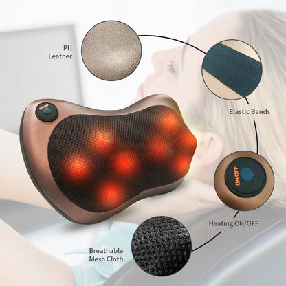 Multifunctional Massage Pillow Cushion for Head Neck Back Waist, Electric Shiatsu Cervical Massager