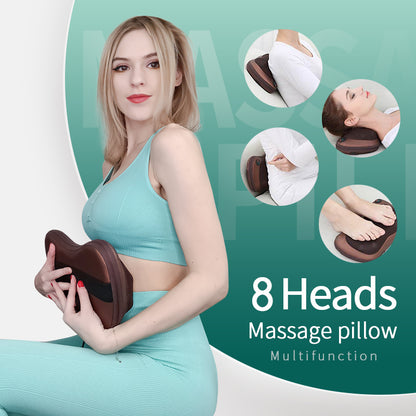 Multifunctional Massage Pillow Cushion for Head Neck Back Waist, Electric Shiatsu Cervical Massager
