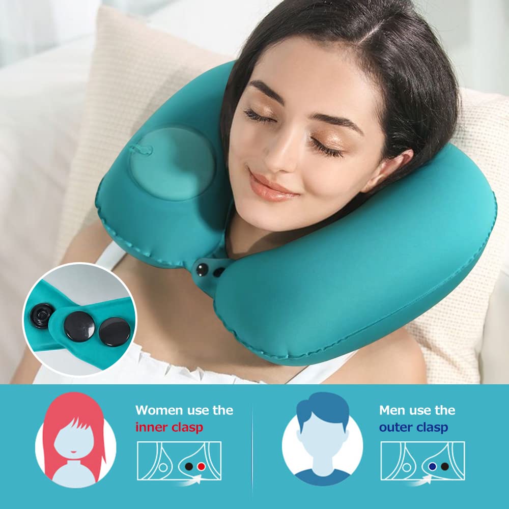 Portable Inflatable Flocking Neck Pillow, Self-Fill & Foldable, Ideal For Outdoor Travel Business Trips Camping