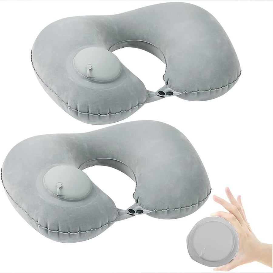 Portable Inflatable Flocking Neck Pillow, Self-Fill & Foldable, Ideal For Outdoor Travel Business Trips Camping