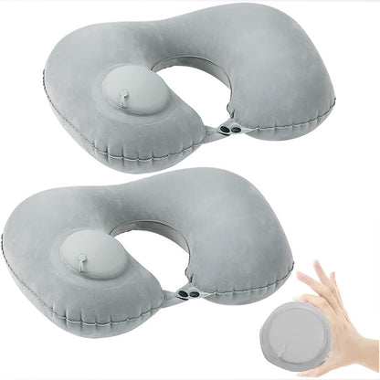 Portable Inflatable Flocking Neck Pillow, Self-Fill & Foldable, Ideal For Outdoor Travel Business Trips Camping