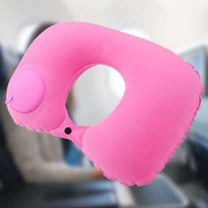Portable Inflatable Flocking Neck Pillow, Self-Fill & Foldable, Ideal For Outdoor Travel Business Trips Camping